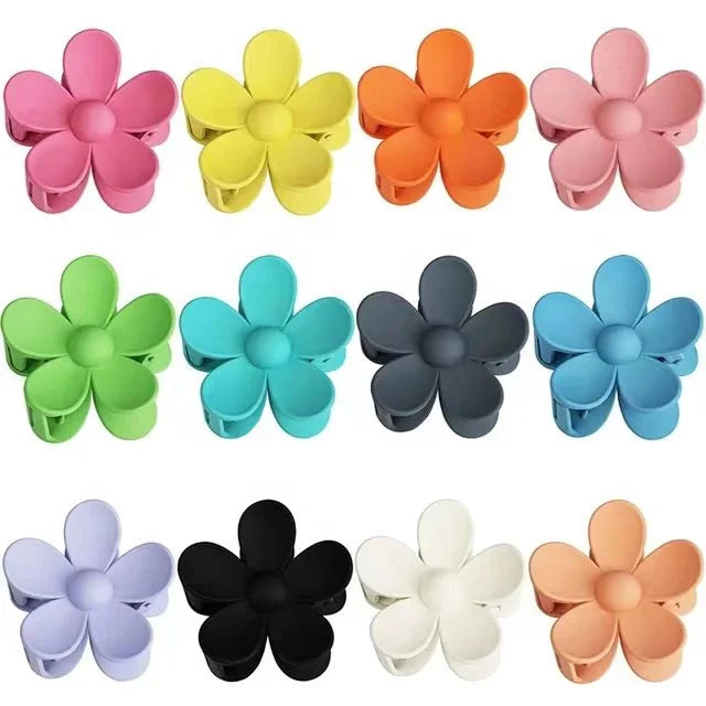 7.5 cm Trendy Cute Plain Matte Grab Disk Acrylic Summer Daisy Pastel Frosted Ponytail Big Hair Clip Claws Clamp Flower Hair Claw