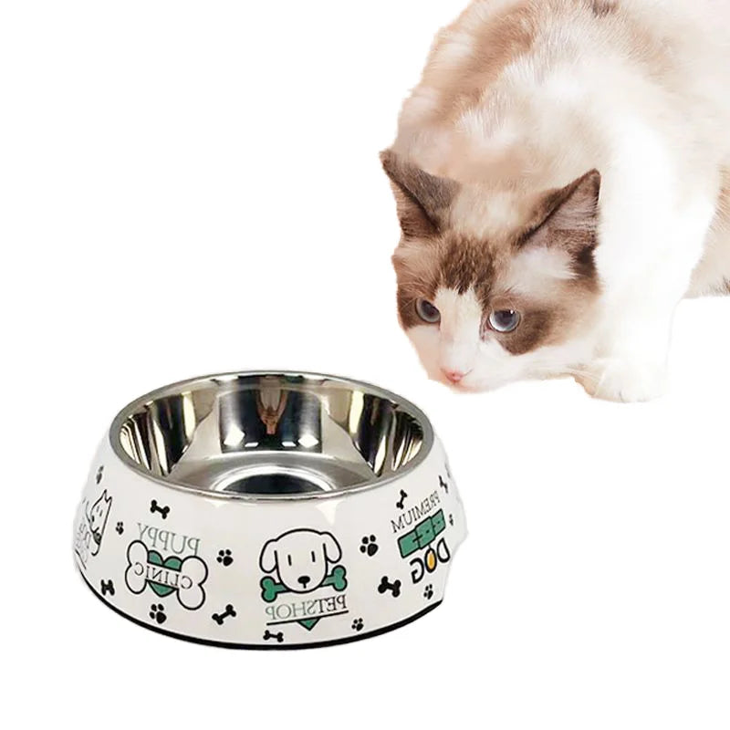 Eco-Friendly Melamine Stainless Steel Pet Bowl for Dogs and Cats Metal Drinking Bowl for Food and Water