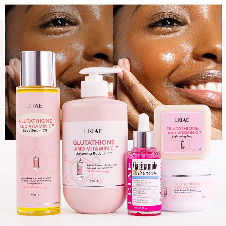Private Label Luxury Organic Vitamin c 24 Hours Moisturizing Body Lotion Brightening Shea Butter Body Cream Skin Care Set (new)