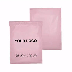 Custom Logo 12x15 Inch Eco Friendly Pastel Pink Flat Poly Self Sealing Shipping Pink Design Clothes Mail Bags