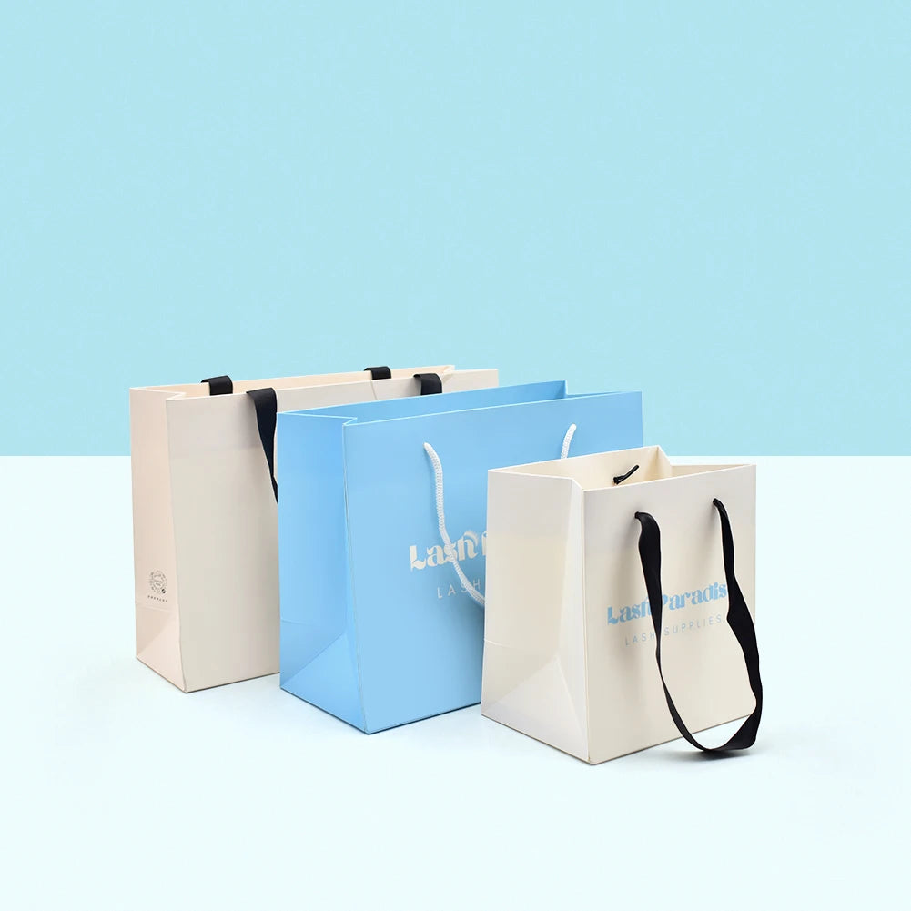 Recyclable Kraft Paper Bags with Handle for Candy and Clothing Packaging and Shipping