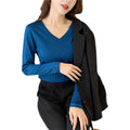 Women's LONG Cotton T-shirt Mercerized Cotton White T-shirt for Women Long Casual V-neck Slim T-shirt