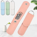 Portable Earwax Cleaner Tool Set Leather Cover Ear Picking Tool Organizer Stainless Steel Ear Cleaner Ear Pick Storage Case Bag