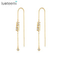 LUOTEEMI New 2025 Girls Chain Tassel Earrings Fashion Ear Wire Cubic Zirconia Earring Jewelry for Women