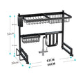 66 CM Double Tier Carbon Steel Eco-friendly Powder Coated Multifunction Storage Shelf Over the Sink Dish Drying Rack for Kitchen