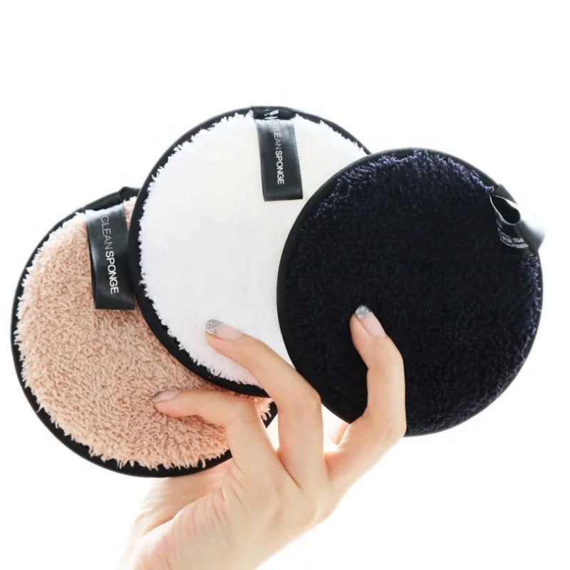 Custom Private logo Eco-friendly Face Wash Sponge Soft Facial Puff Fabric Round Makeup Remover Pad
