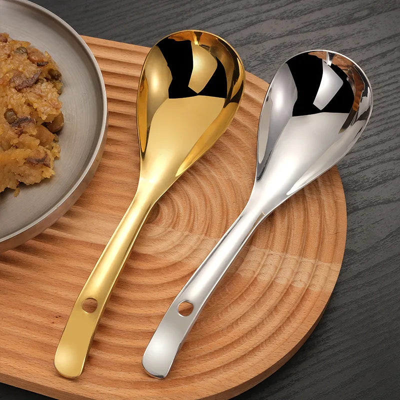 Hot Sale Stainless Steel Soup Spoon Big Design Gold Silver Finish for Parties Restaurant Use Quality Metal Public Spoons for