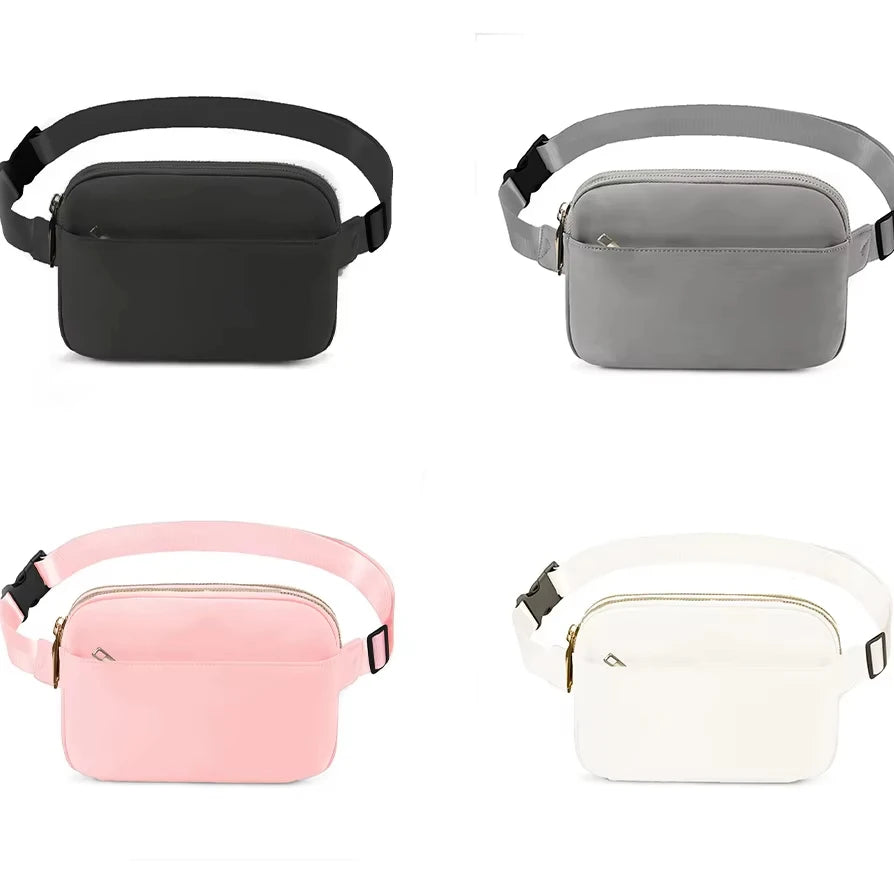 Trendy Nylon Waterproof Mini Belt Bag Cross Body Waist Pack with Zipper Closure for Women Men's Travel Running Fashionable Style