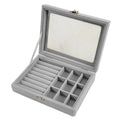 Small Jewelry Rings 24 12 9 3 Cross Compartments Display Box With Clear View Glass Lid