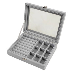 Small Jewelry Rings 24 12 9 3 Cross Compartments Display Box With Clear View Glass Lid