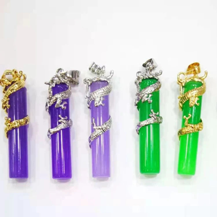Jialin Jewelry Chinese Jade Lucky Dragon Pendant Necklace Charms Women Gold Plating Jade Necklace