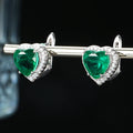 925 Sterling Silver Stud Earrings Women Jewelry Cubic Zirconia Emerald Heart Earrings MegaBDM