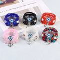 Hot Selling Boho Jewelry  Pendant Eye Glass Flower Ceramic Beads Colourful Stretch  Bracelet Set Gift