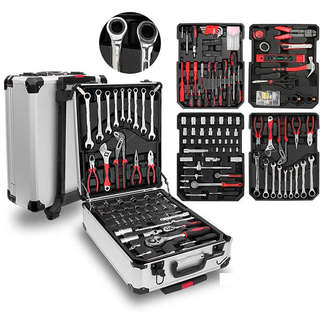 187 Sets of Socket Ratchet Wrenches Aluminum Alloy Boxes Automotive Repair Kits Hardware Tools Aluminum Box Sets