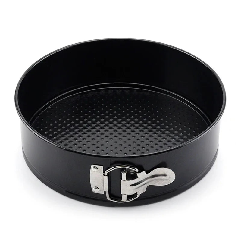 Round Carbon Steel Locking Springform Cake Pan with Non-Stick Removable Bottom Chiffon/Oven Baking Mold Set of 3-Piece