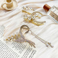 11.5CM Metal Hair Claw  Para El Cabello Moda Luxury Metal Pearl Flower Shark Hair Claw Clip Fashion Korean Hair Clip Claw