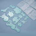 C-0124 Shiny Christmas reindeer family shape silicone keychain mold DIY moose deer mama baby epoxy resin keychains molds