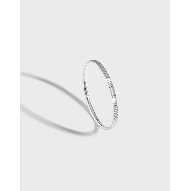 Fine Jewelry Dainty Gear Cut Thin Band 925 Geometric Rings Sterling Silver Gift for Women 2022 Trendy Link Silver Things 2 Pcs /
