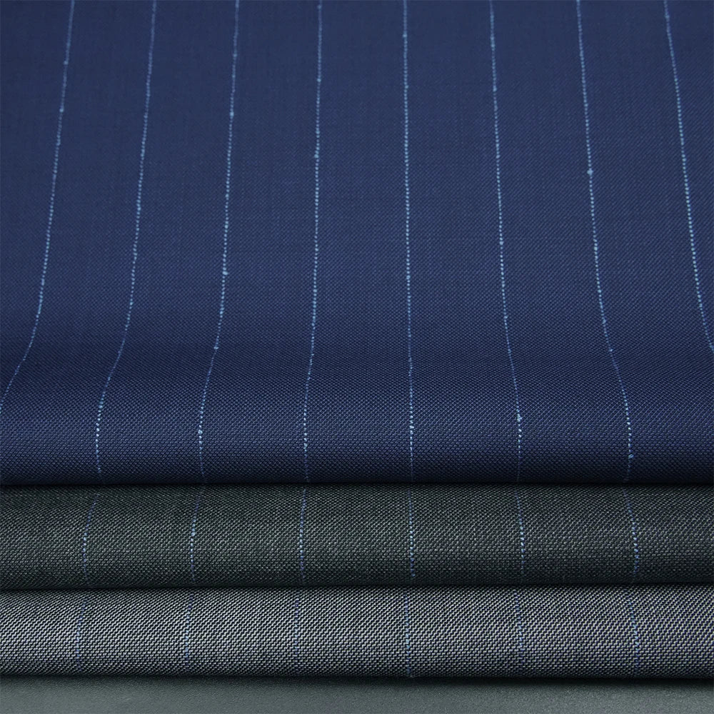 Factory-Price Luxury Italian Stripe Fabric 100% Organic Merino Blend Worsted Wool for Suits for High-End Apparel