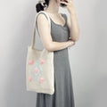 Wholesale 2024 Women's Lightweight Tote Bags Handmade Crochet Mesh Heart Embroidery Portable Hollowed Beach Bags Spring Winter