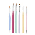 New Arrive Colorful Liner Painting Nail Acrylic Brush for Professional Nail Salons DIY Nail Art Brush 6pcs Wooden Handle Pen Set
