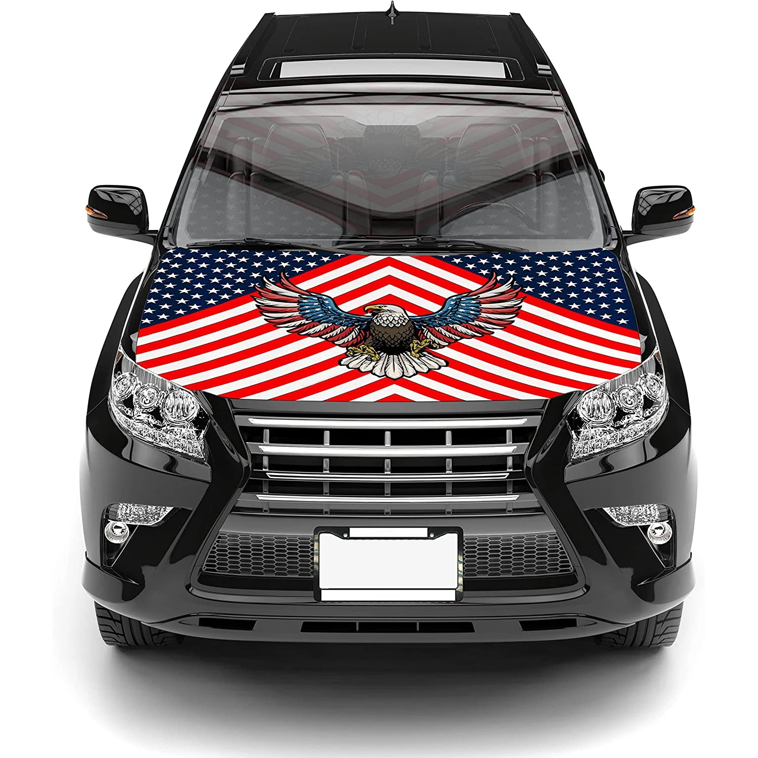 Promotional Product Patriotic 120x160cm Premium Sublimation Print Car Hood Flag Custom American Eagle Flag Hood Cover Banderas