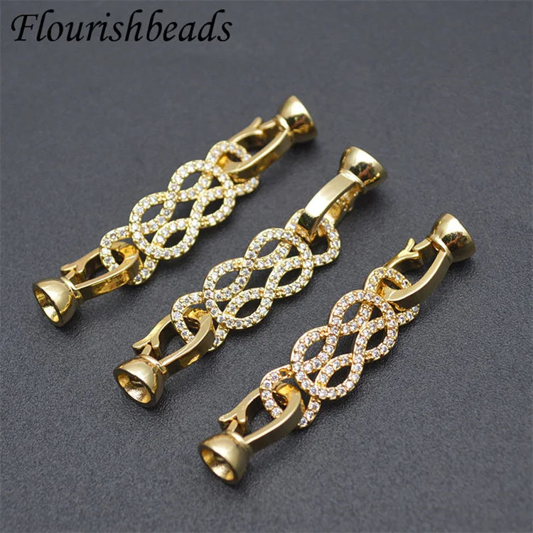 New Design Nickel Free Anti Fading Gold Plated CZ Pave Big Size Irregular Shape Spring Clasps Bracelet Accessories