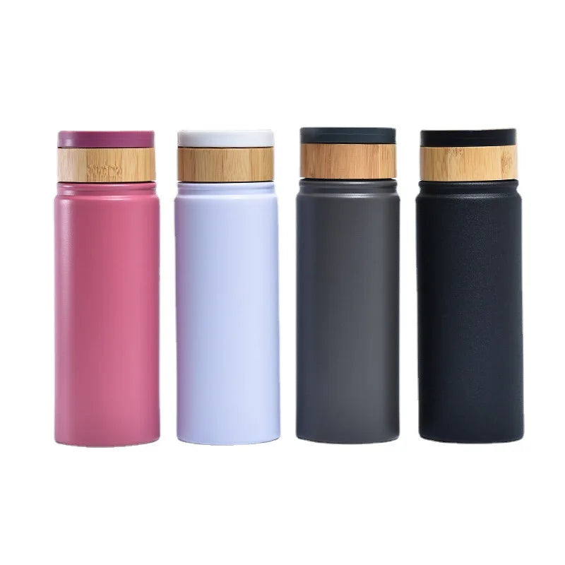 500ml Sports Bottles Vacuum Thermos Cup with Bamboo Lid Double Wall Stainless Steel Water Bottle