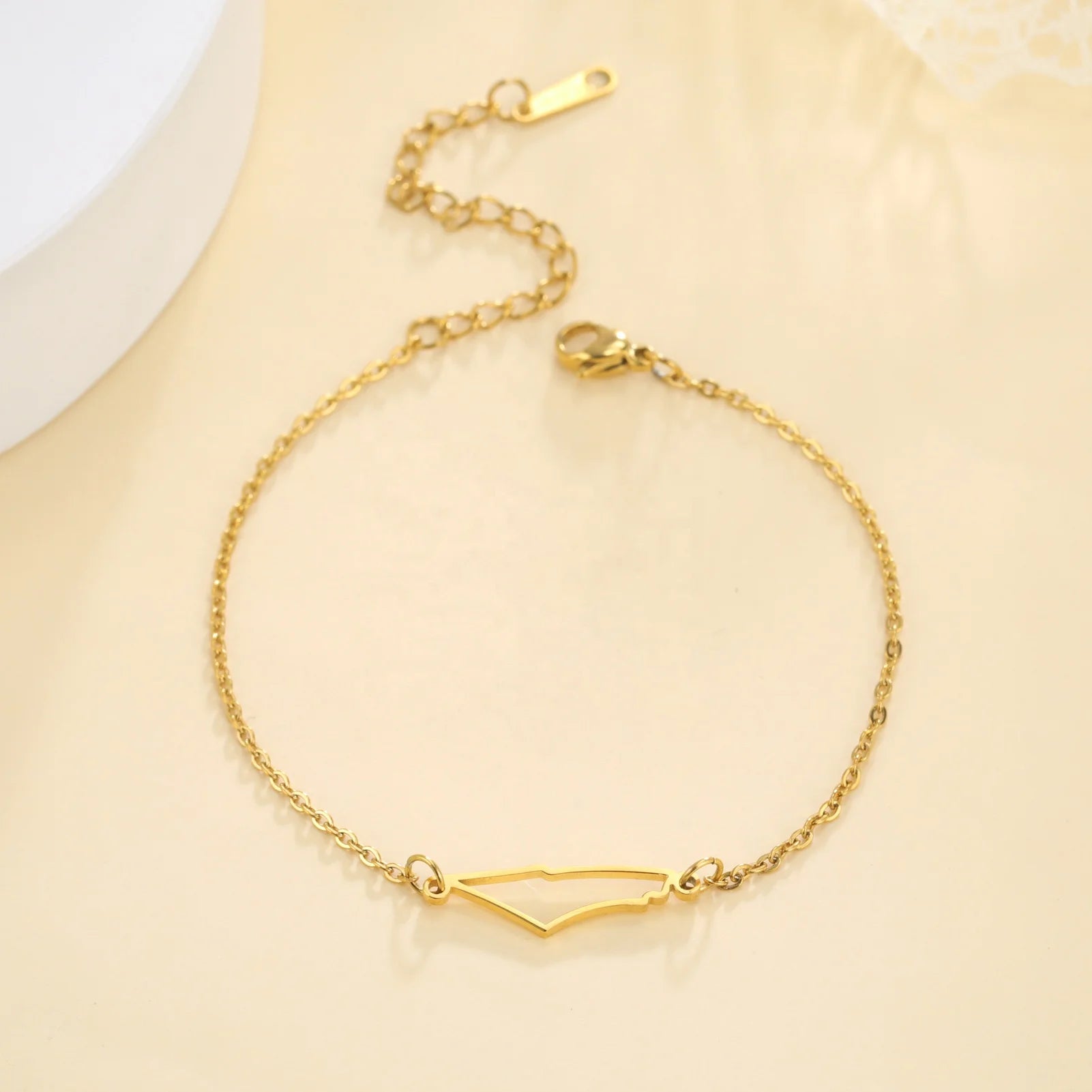 Hollow Palestine Charm Bracelet Geometry Stainless Steel Chains Accessories Country Geography Jewelry for Women Men