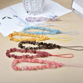 Natural Crystal Crafts Mobile Phone Lanyards Wrist Straps Anti-Loss Keychains with Crushed Stone Pendants