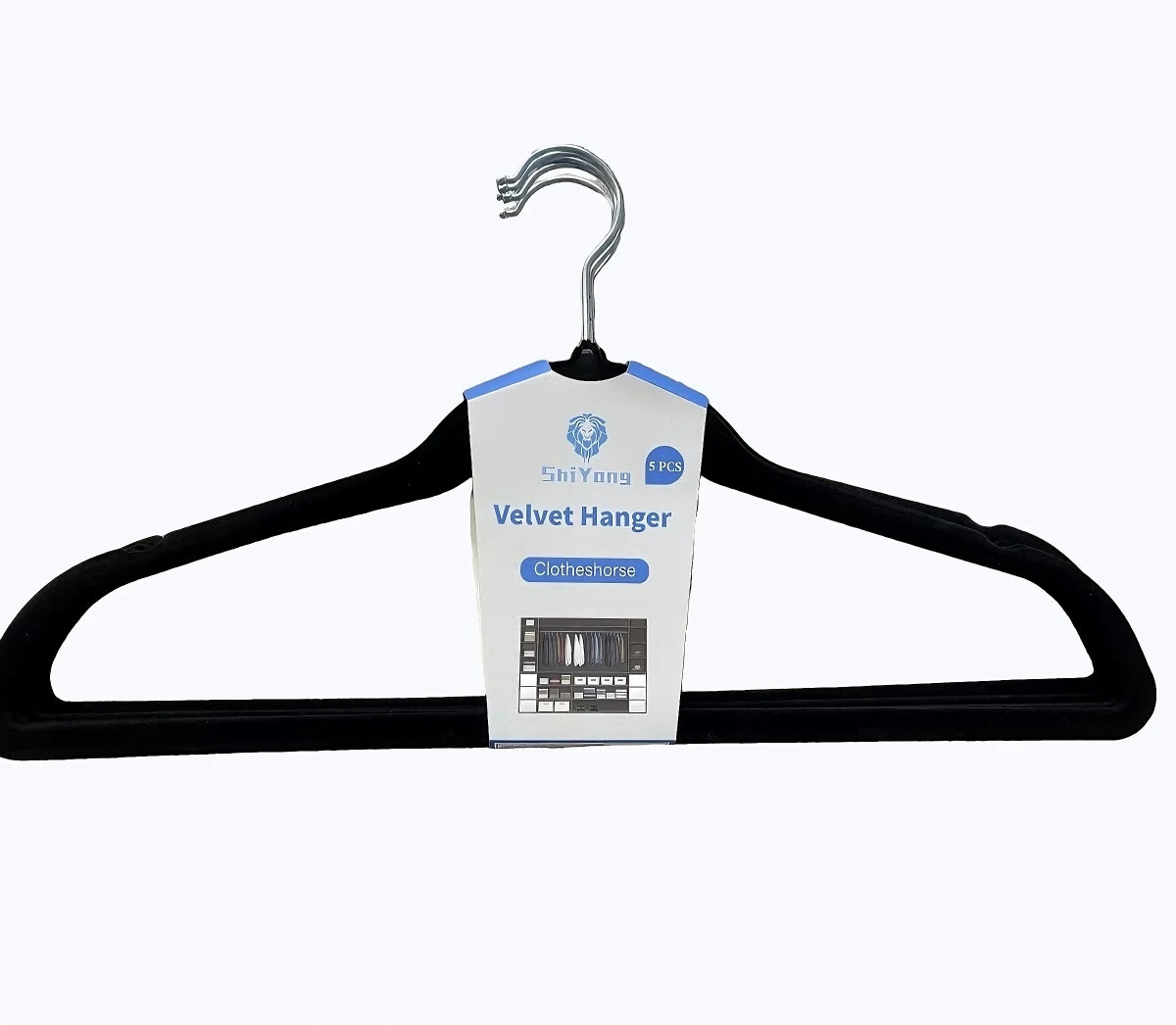 Shiyong Custom Wholesale 5packs With Paper Card Velvet Hangers  Cheap Coat Non Slip Suit Coat Pants Hangers