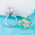 Re030976 DIY 9-11mm Natural Freshwater Pearl Ring Accessory 925 Sterling Silver Adjustable Size Engagement Ring for Women