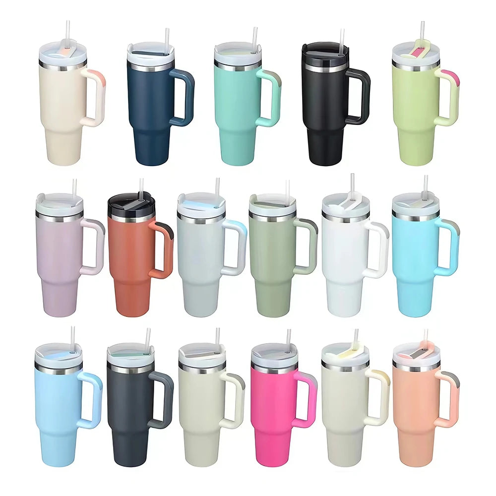 40oz Double Wall 304 Stainless Steel Vacuum Insulated Thermos Tumbler Coffee/Tea/ Beer Tumbler Mug With Handle