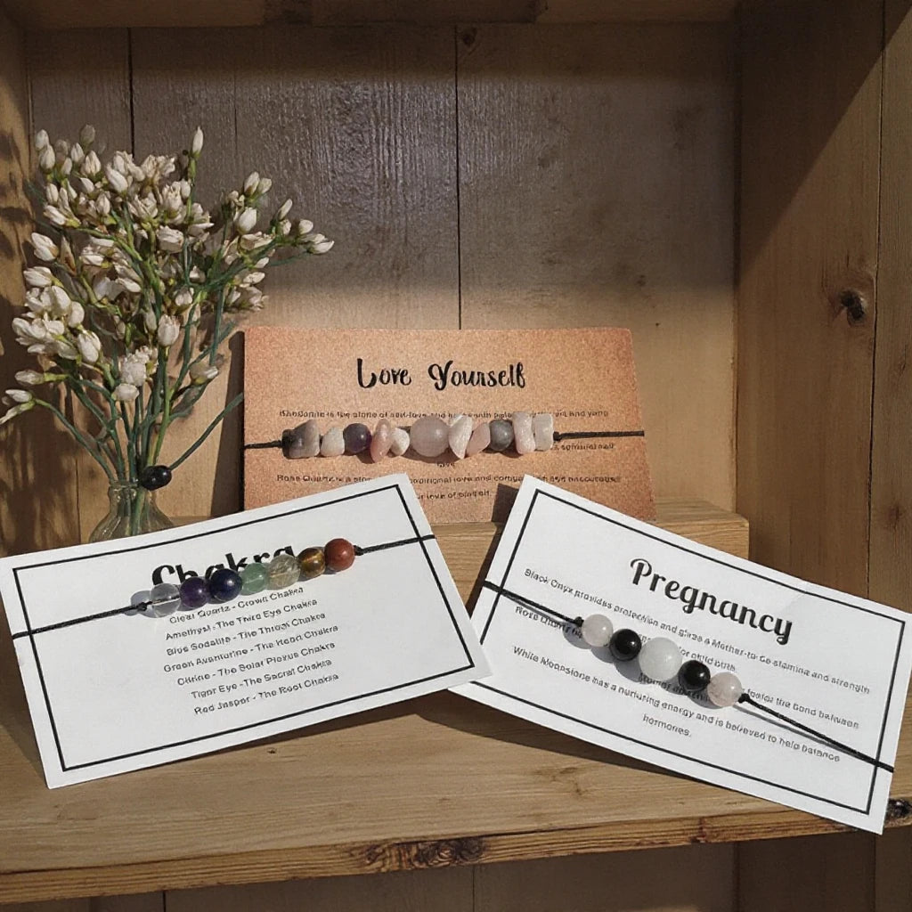 1pc Natural Stone Crystal Beaded Bracelet Trendy Adjustable Love Yourself Chakra for Mother's Day or New Moms