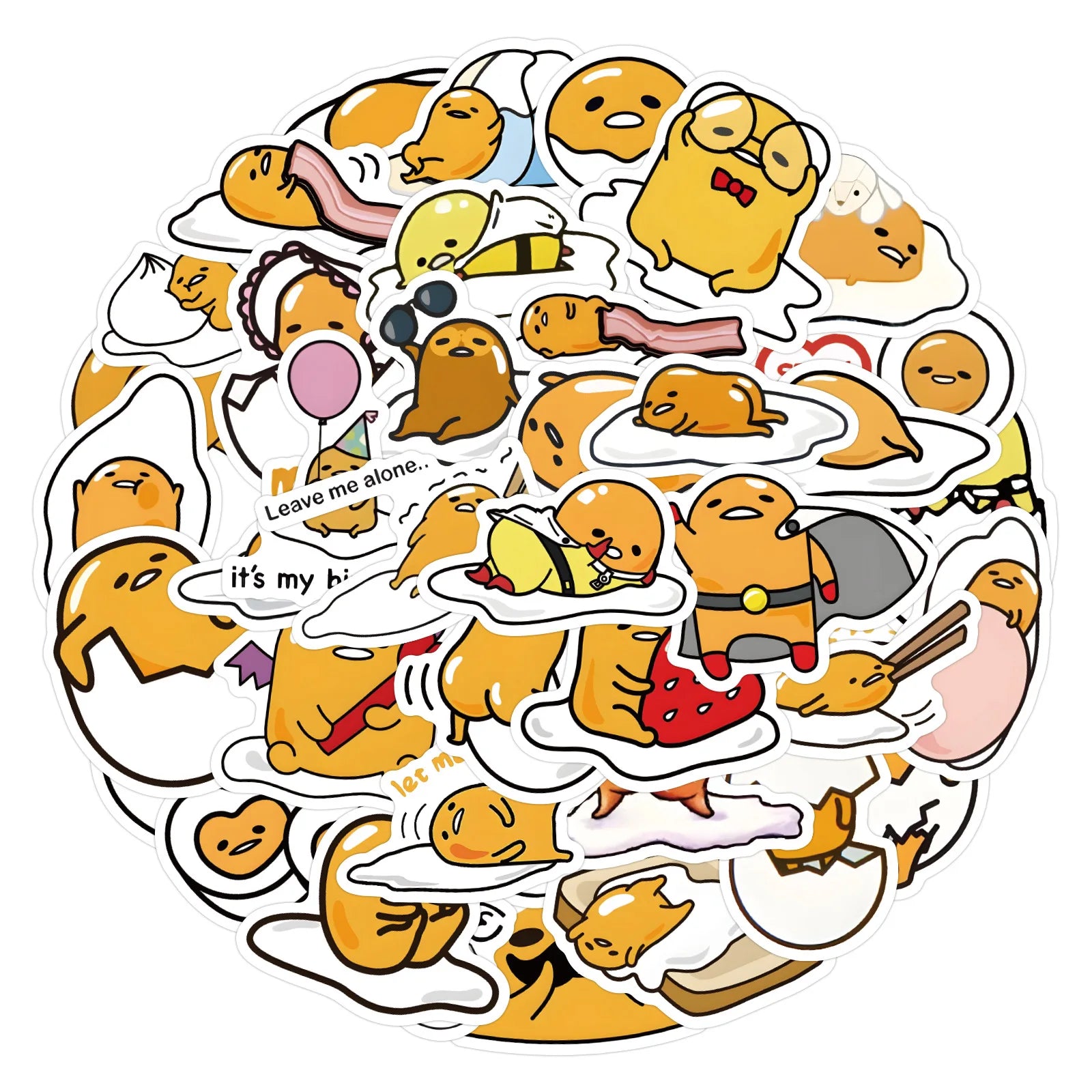 60PCS Funny Cute Cartoon Lazy Egg Decals for Car Phone Laptop DIY Gudetama Sticker