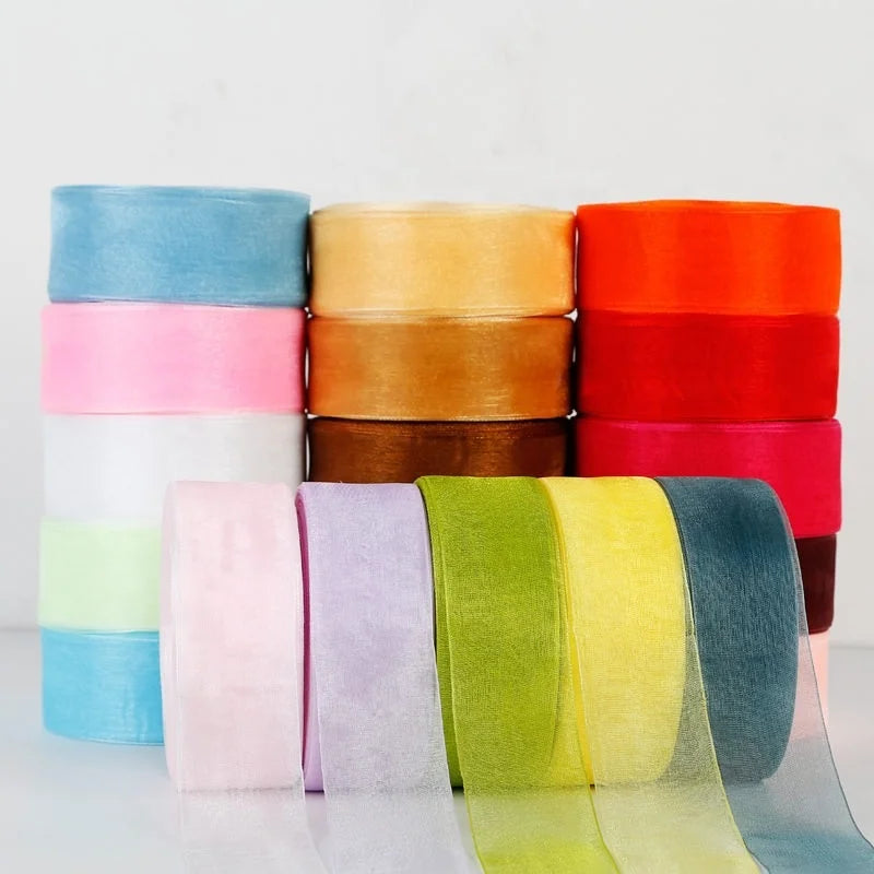 Wholesale Handmade DIY Rose Ribbon Bow Sheer Organza Ribbon for Cake Gift Wrapping Party Decoration
