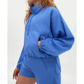 Custom Women's Summer Polyester/Cotton Waterproof Breathable Pullover Windbreaker Jacket Concealed Hood Half Zip Hoodie Set