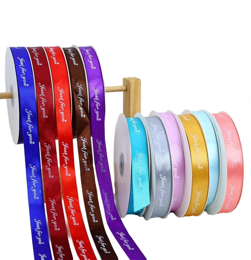 Wholesale High Tenacity 100% Polyester Single Face Solid Color Satin Ribbons with Custom Printed Logo for Decoration