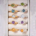 Dainty Rough Crystal Engagement Ring Adjustable Natural Stone Raw Aquamarine Birthstone Ring