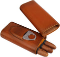 Travel Humidor Cabinet Luxury 3 Finger Leather Cigar Case with Cutter Cigar Boxes Portable Pocket Cigar Bag