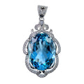 Noble Rhodium Plated Silver 925 Jewelry Natural Sky Blue Topaz Pendant for Women Anniversary Gift