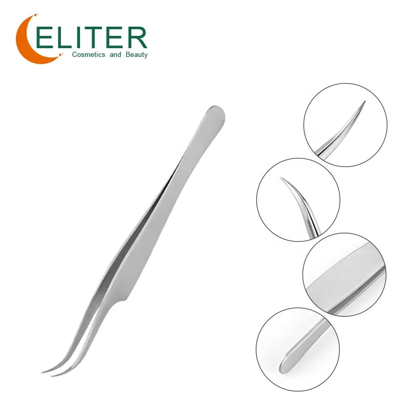 ELITER Hot Sell 30 Degree Eyelash Tweezers for False Lashes Curved Volume Heart Design Eyelash Tweezers Tweezer/Eyelash Curler