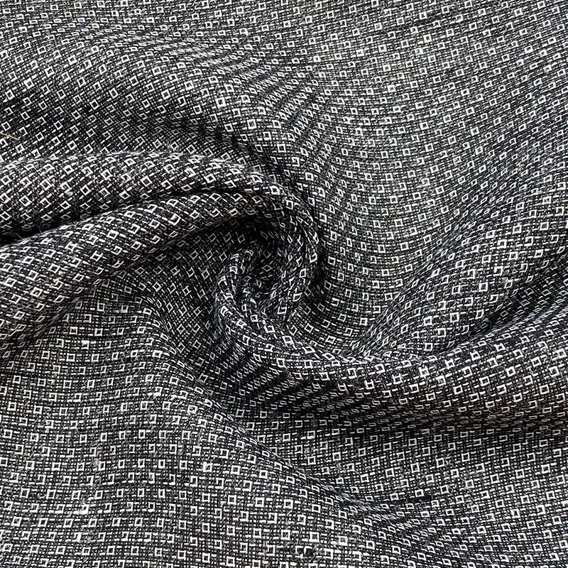 China Factory Italian Soft Texture Weaved Lightweight Slub Dobby Small Dot Waffle square Cotton Linen Mix Fabrics for Men Shirt