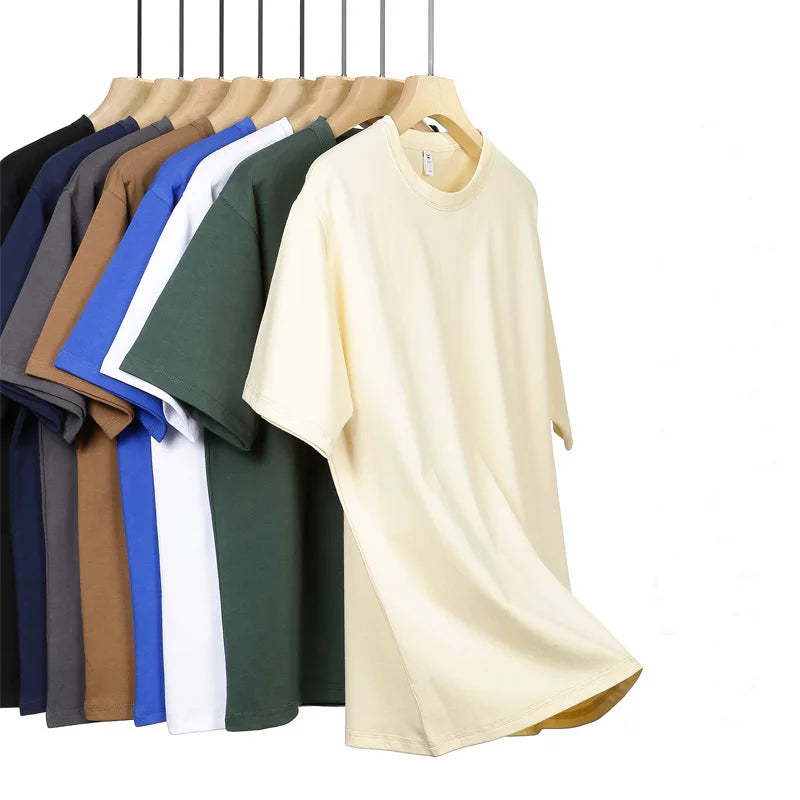 Custom Screen Print Men's T-Shirt 280gsm Heavyweight 100% Cotton Oversized Plain Style Knitted Fabric