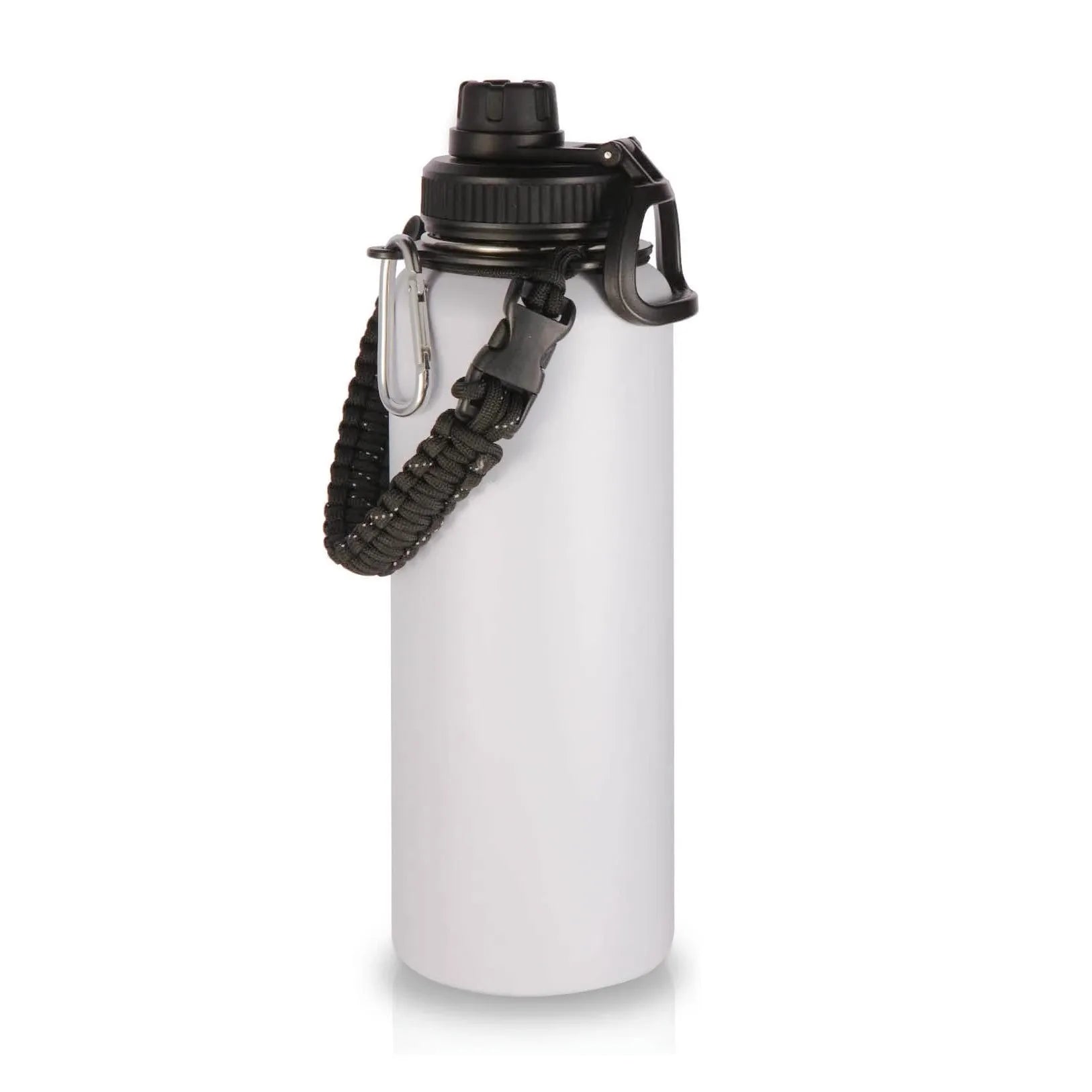 OEM Manufacturer Custom 550 Paracord Strap Cord Wide Mouth Water Bottle Handle Strap with Safety Ring and Carabiner
