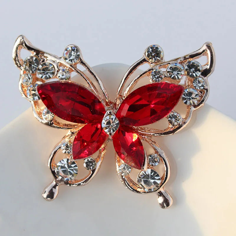 Delicate Multi Colors Butterfly Brooch Pin Hollow Colorful Crystal Butterfly Brooch for Women