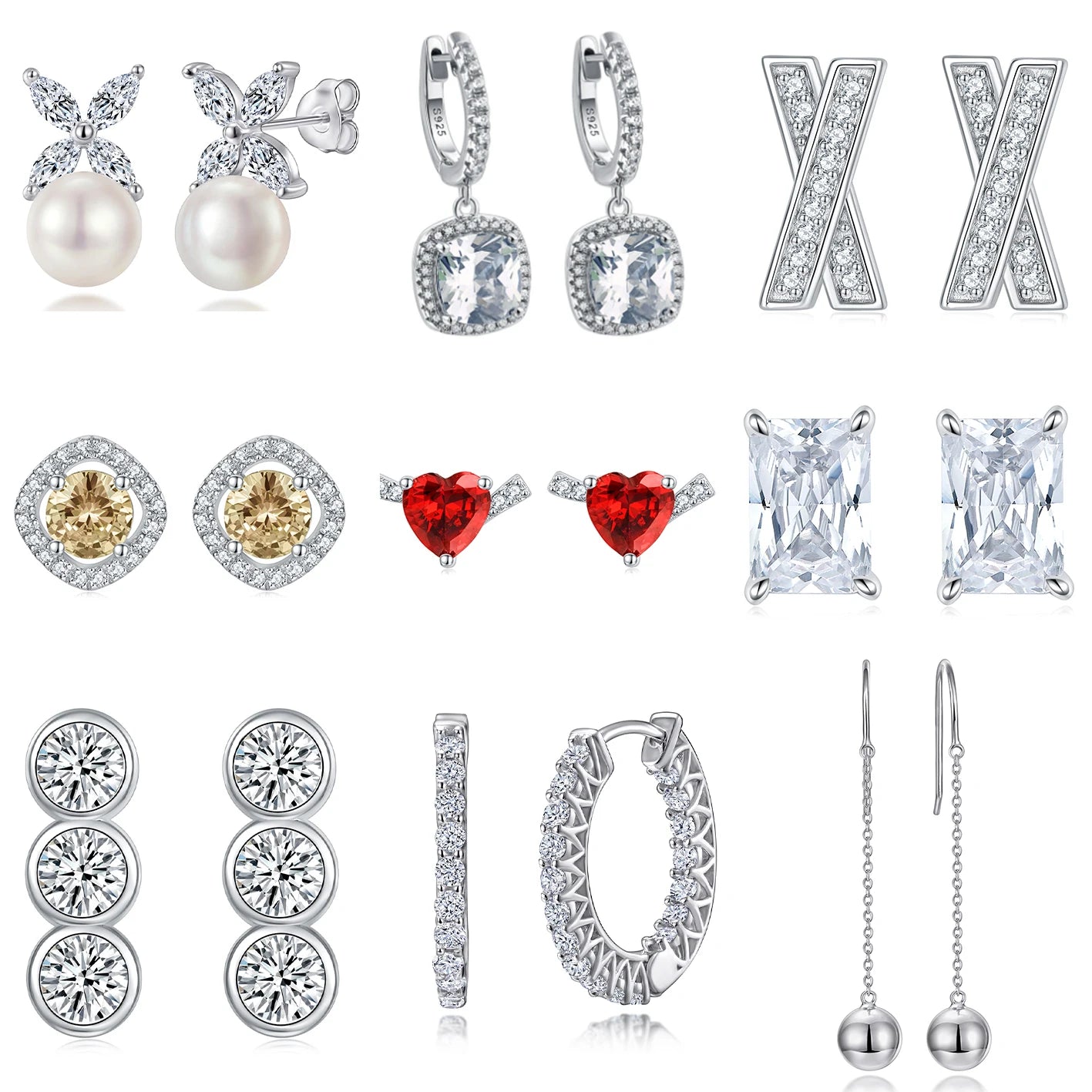 Hoop Earrings Women Jewelry Gold Plated Non Fade 925 Sterling Silver Studs Earring Moissanite Zirconia Stone Earrings