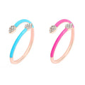 Milskye Latest Design Custom Statement Jewelry Diamond Blue pink Enamel Serpentine Open Adjustable Ring