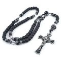 Matte Black 10mm Religious Paracord Rosary Catholic Saint Benedict Beaded Necklace Mainly Made of Alloy for Gift