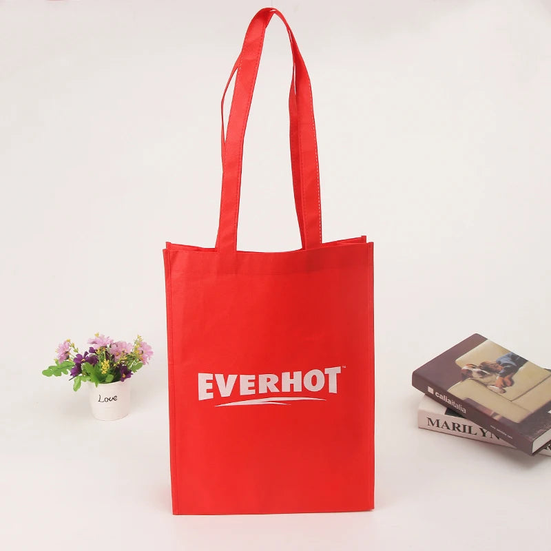 Custom Eco-Friendly Reusable Shopping Bag Recycled Non-Woven Fabric Grocery Tote Letter Pattern Printed Logo Made PP Supermarket